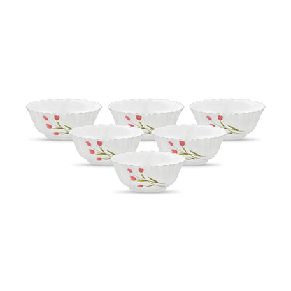 La Opala, Novo Collection, Opal Glass Vegetable Bowl Set 6 pcs, Tender Trio, White