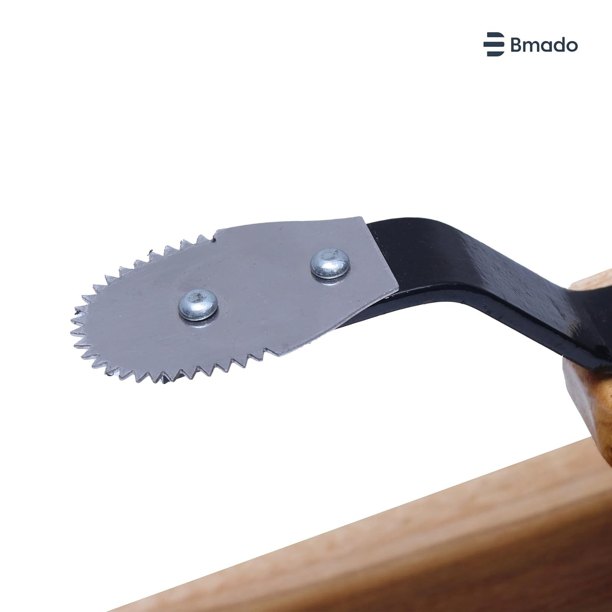Bmado Traditional Polished Teak Table Top Coconut Scraper Chirava Grater Thengai Thuruvi with Stainless Steel Blade (Large, 1200g)