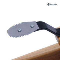 Bmado Traditional Polished Teak Table Top Coconut Scraper Chirava Grater Thengai Thuruvi with Stainless Steel Blade (Large, 1200g)