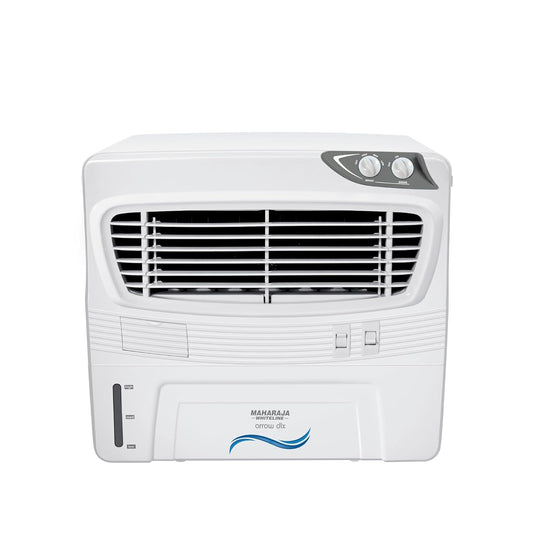 Maharaja Whiteline Arrow Deluxe Personal Air Cooler | 50 Litre Water Tank | High Delivery Rate of 2500CMH | Air Flow of 10.67 Meters | Air Cooler | 715x595x615 mm | White and Grey | 2 Yr Warranty