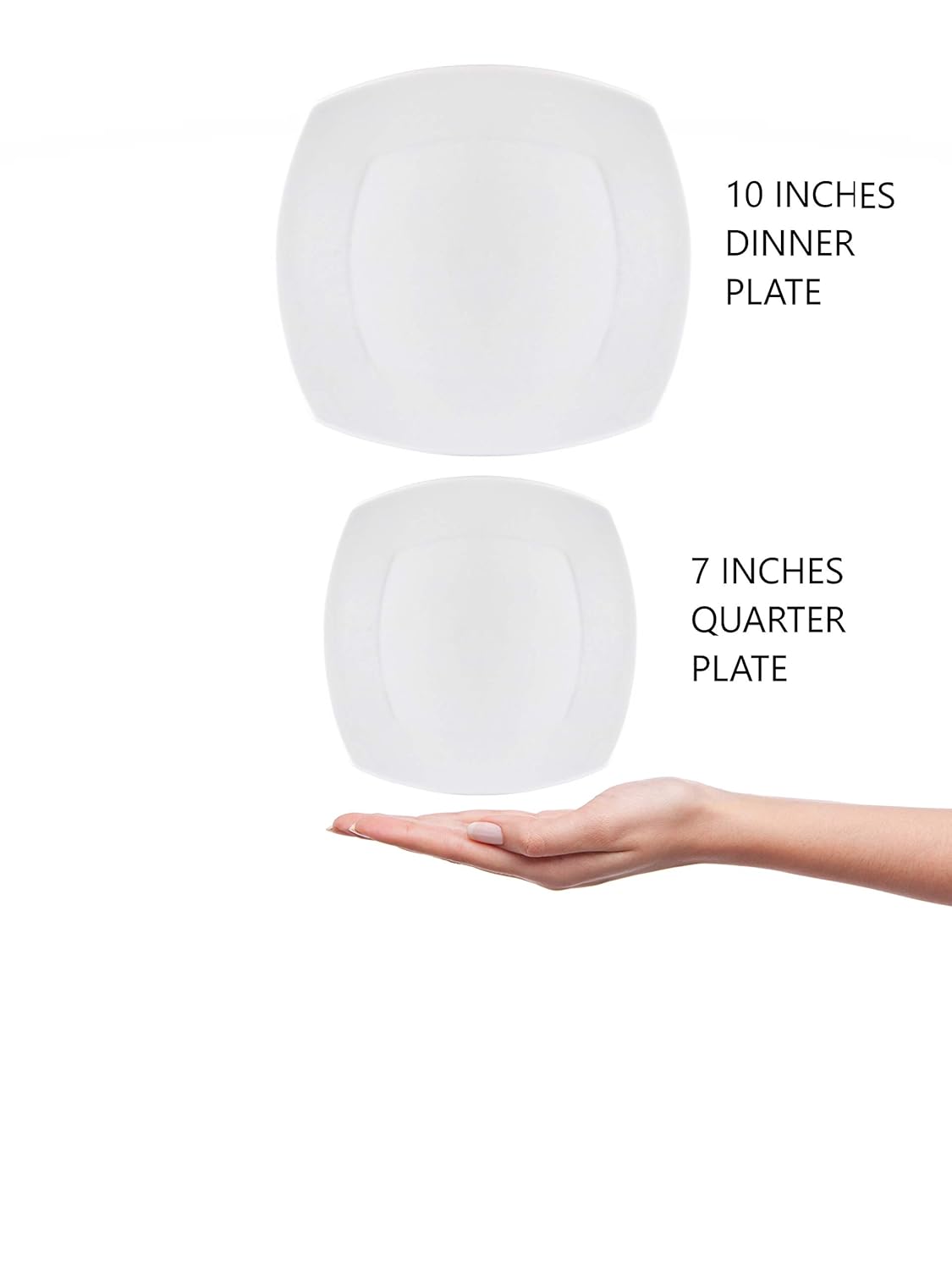 Clay Craft Basics 10 Inches Plain Square Shape Ceramic Dinner Plate Set of 4