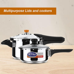 Ultra Duracook Mini Celebrations pack of 2L & 3L Pressure cooker,Gifting,SS304 FoodGrade,Interchangeable Lids,Frothcollector,Induction,3 Layer Composite Base,solid Bakelite handles,ISI,10Y Warranty