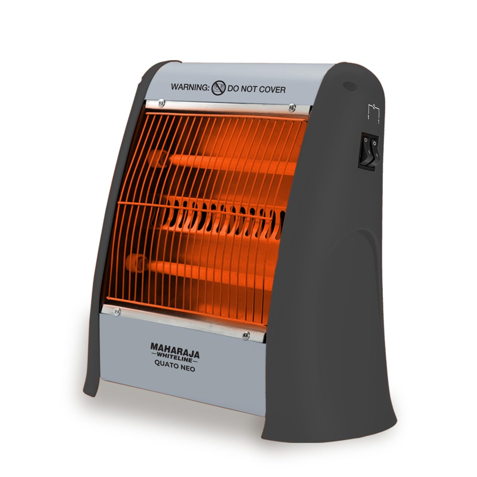 Maharaja Whiteline Quato 800 Watts Quartz Heater | 2 Heat Setting | Easy to Carry | Shock Proof Body (Grey)