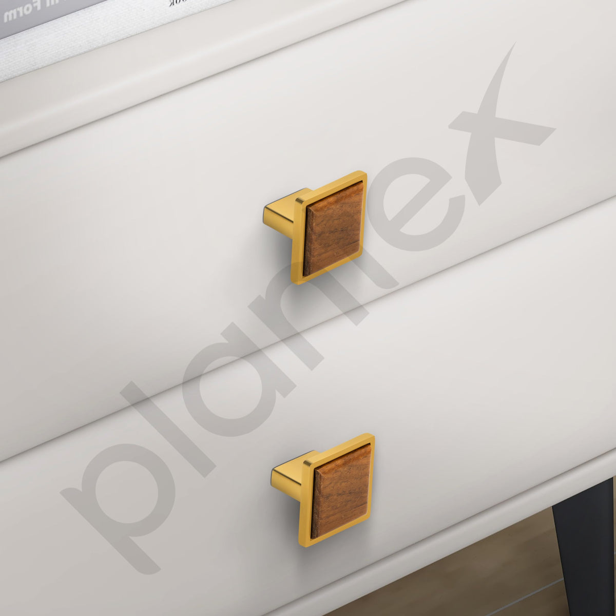 Plantex Knobs for Drawer | Kitchen Cabinet Knobs | Pulls Handles Knobs for Wardrobe, Kitchen | Square Drawer Pulls and Knobs- Pack of 1 (Gold & Wood)-6