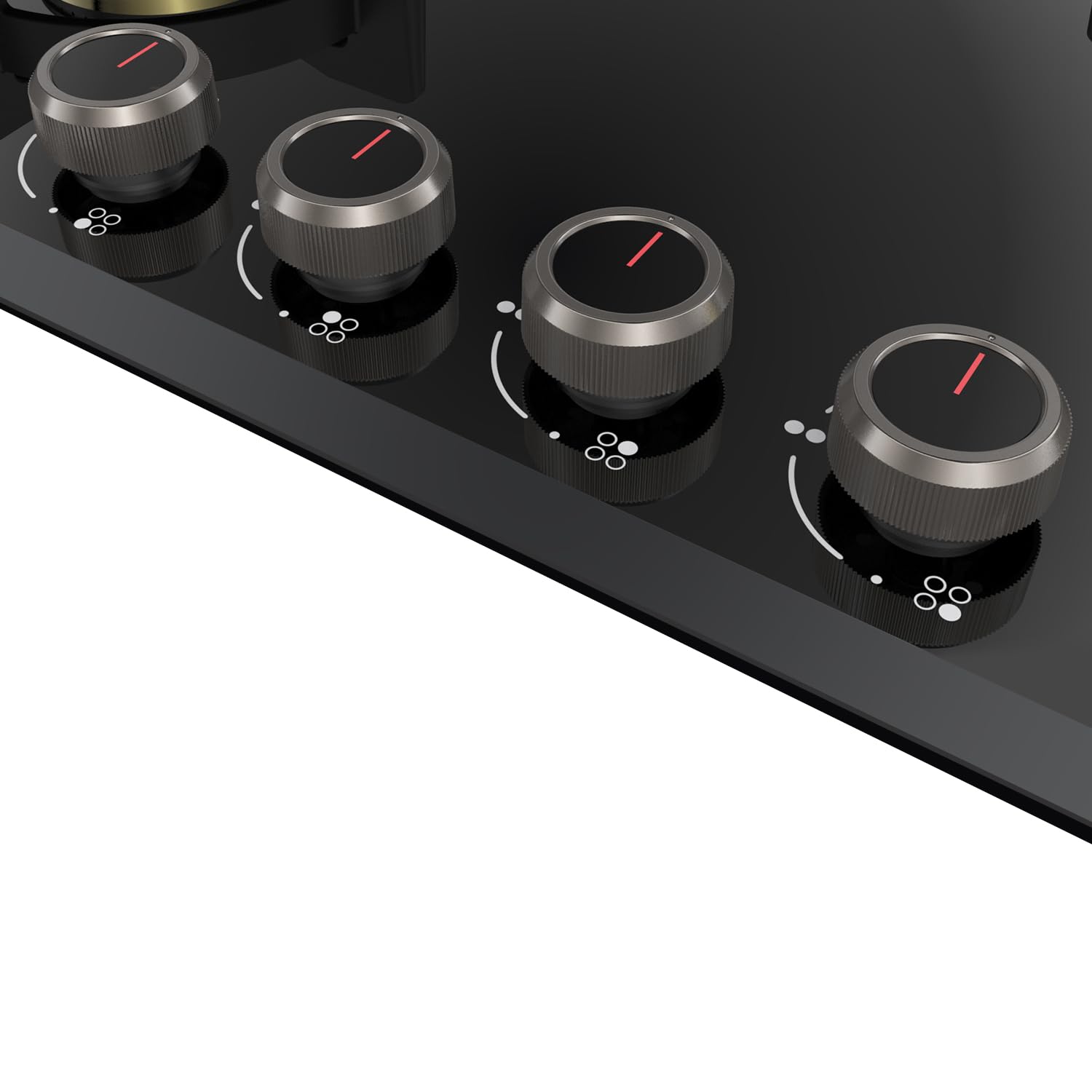 KAFF ASHFORD Built-in Hob/Hobtop 4 Burners | Auto Electric Ignition Glass Top, 78 CM | Full Brass Burners with all Flame Failure Device | 8 MM Thick Tempered Glass Black | ASF784