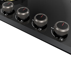 KAFF ASHFORD Built-in Hob/Hobtop 4 Burners | Auto Electric Ignition Glass Top, 78 CM | Full Brass Burners with all Flame Failure Device | 8 MM Thick Tempered Glass Black | ASF784