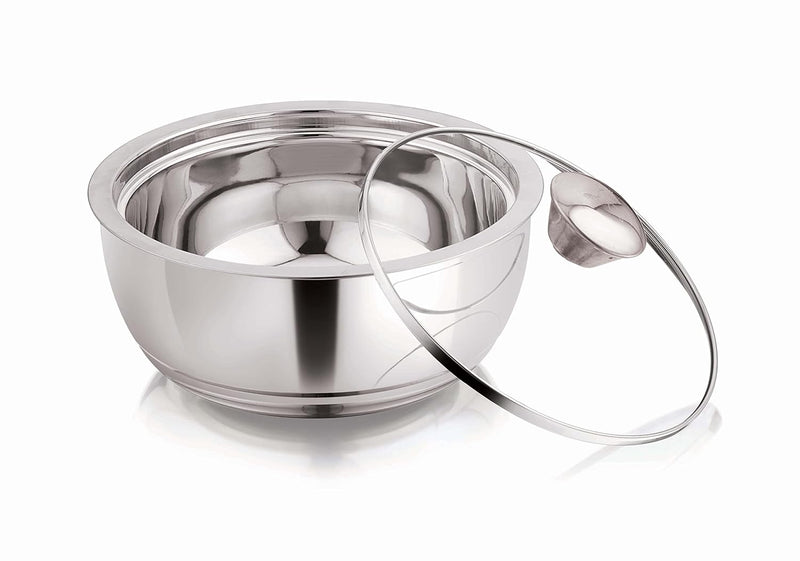 Pigeon Stainless Steel Serving Gravy Pot/Casserole 2700 ml Double Insulated Wall with Glass Lid to Your Food Warm for Lo
