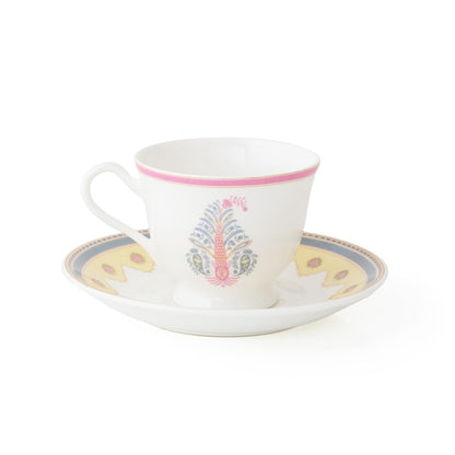 Clay Craft Fine Ceramic Tea Set of 15-1 Tea Pot with Lid +6 Cups+6 Saucers +1 Milk Pot + 1 Sugar Pot (Georgian Super S370)