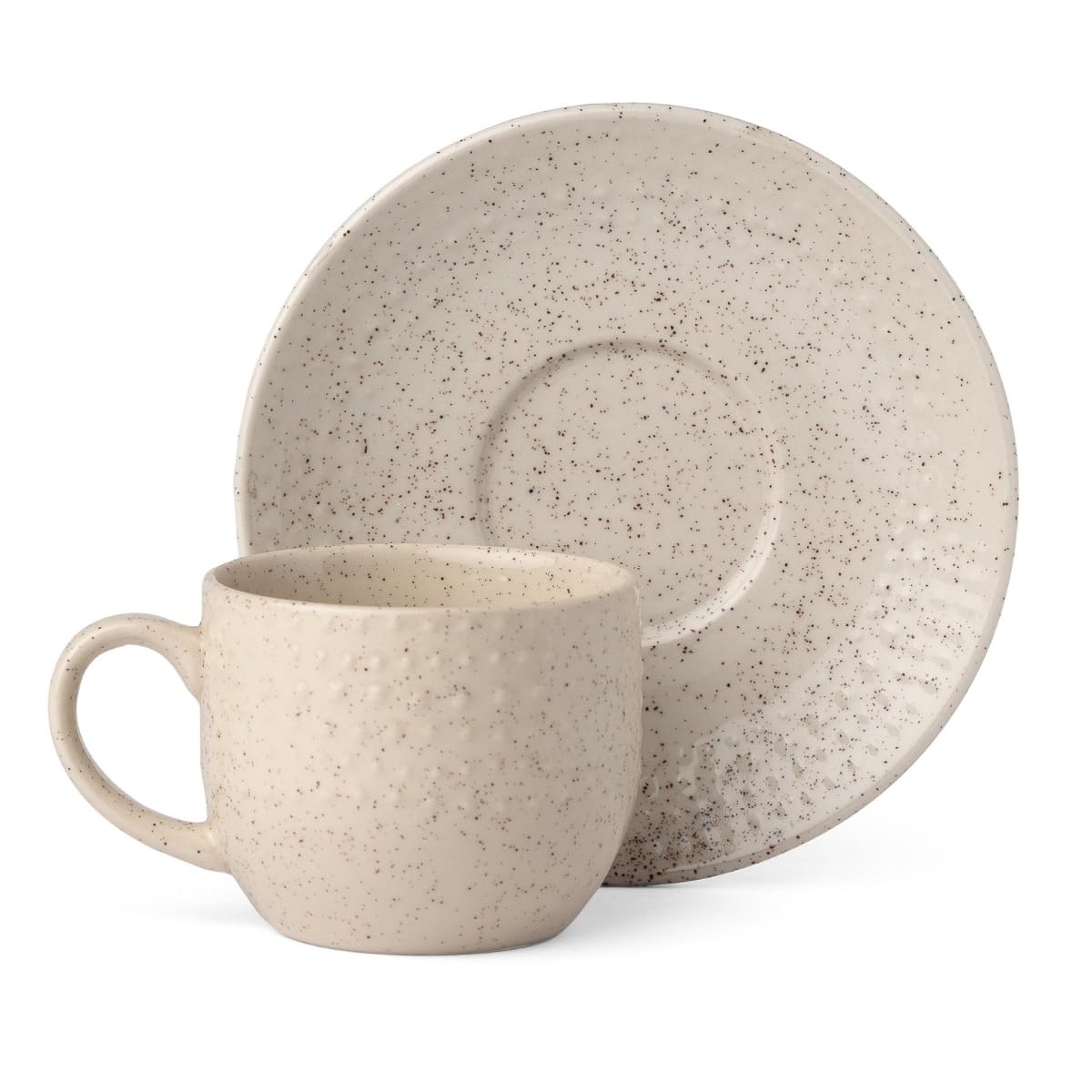 Clay Craft Fine Ceramic Apex Beige Cups & Saucer, Set of 12, Cups for Tea & Coffee, Gift Set, Elegant Design for Home and Kitchen and Can Be Gifted to Your Loved Ones On Any Occassions.
