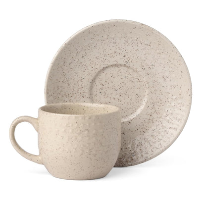 Clay Craft Fine Ceramic Apex Beige Cups & Saucer, Set of 12, Cups for Tea & Coffee, Gift Set, Elegant Design for Home and Kitchen and Can Be Gifted to Your Loved Ones On Any Occassions.