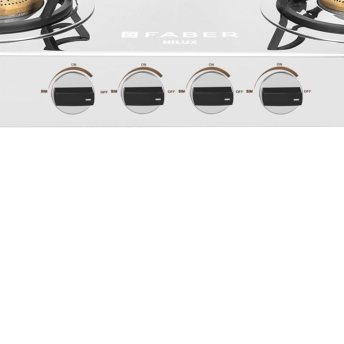 Faber high efficiency 4 Brass Burner with stainless steel top, ISI Certified gas stove, Manual Ignition,For LPG use only