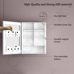 Plantex Bathroom Cabinet with Mirror/ABS Bathroom Storage Cabinet/Wall Mounted Bathroom Cabinet/Mirror with Storage for Bathroom(14x18 Inch, White)-5