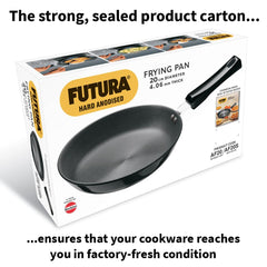 Hawkins Futura 20 cm Frying Pan, Hard Anodised Fry Pan with Stainless Steel Lid, Small Frying Pan, Black (AF20S)