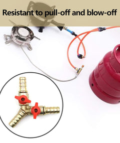 Gas Pipe Connector, Y-Shaped 3-Way Valve with Switch for Regulator,Pipe Fitting for Garden, Shipbuilding, Construction, Automotive ﻿