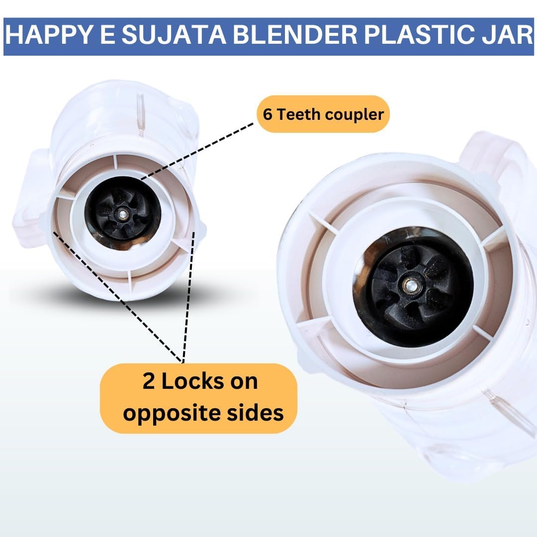 Jar Combo: 400 ml + 1500 ml Plastic (Transparent) | Compatible with Sujata Mixer Grinder