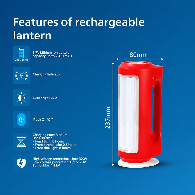 Philips Helio Multi-Functional Emergency Rechargeable LED Lantern (Red, B09JZ1MSF6)