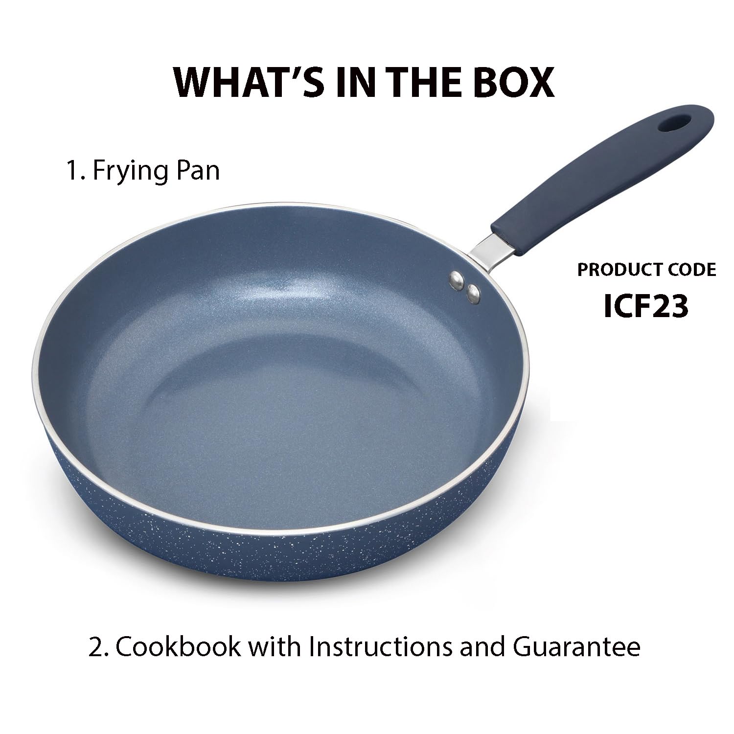 Hawkins Ceramic Nonstick Frying Pan, 23 cm Diameter, Induction Fry Pan, Granite Omlette Egg Pan, Fish Pan, Blue (ICF23)