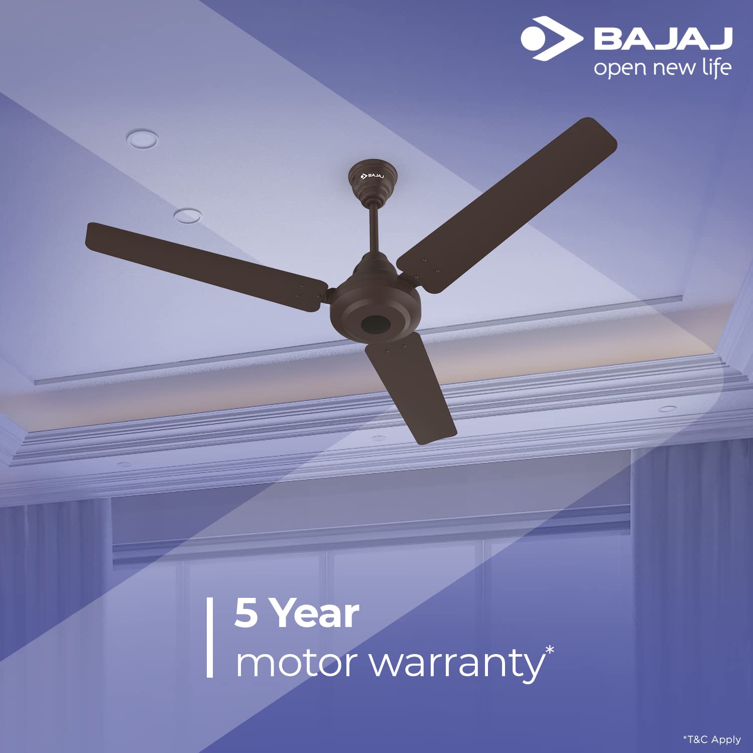 Bajaj Energos 26 BLDC 1200MM (48 Inch) Ceiling Fan With Remote | BEE 5 Star Rated | Energy Efficient 【Red Walnut】