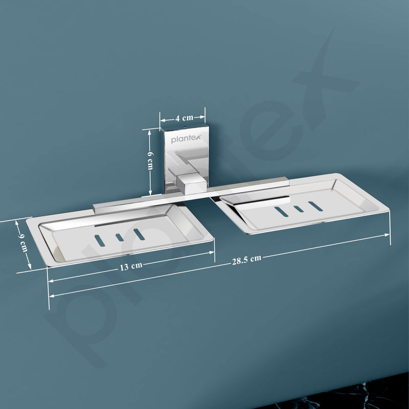 Plantex 304 Grade Stainless Steel Double Soap Dish Stand for Bathroom & Kitchen/Soap Dish/Bathroom Accessories - Iris (Chrome)-4