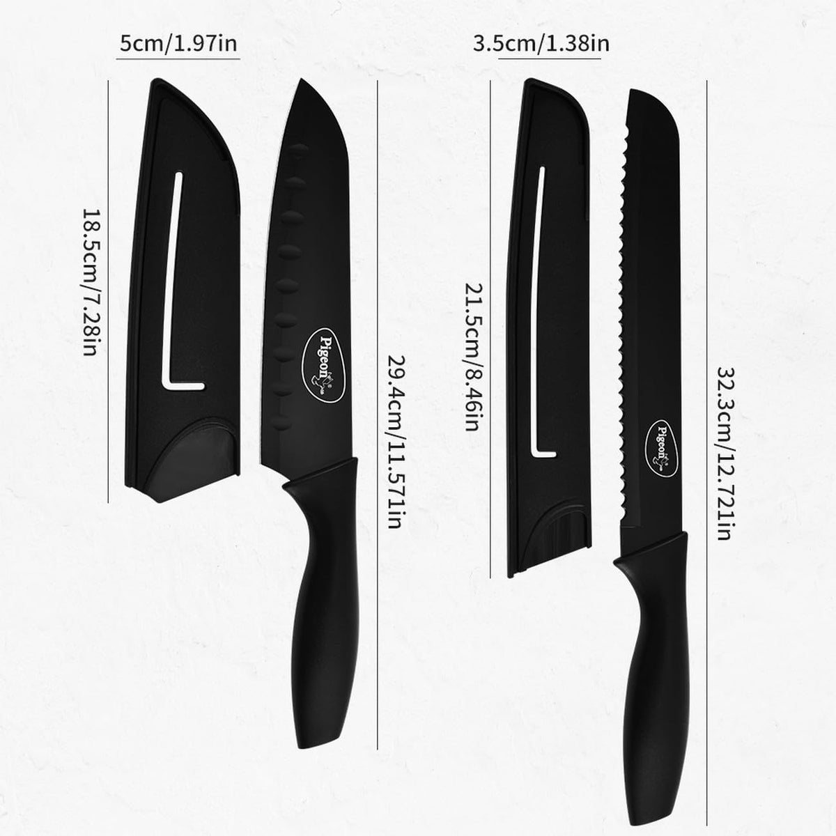 Pigeon by Stovekraft Edge Carbon Knife Set 6 Pcs (Black)