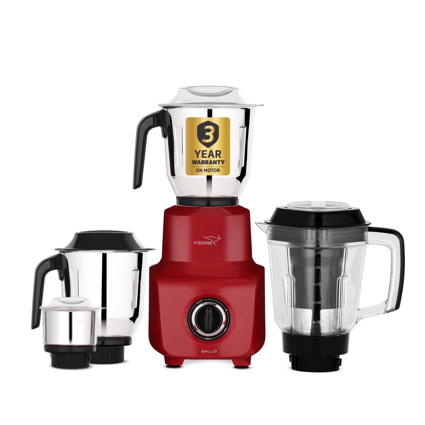 V-Guard Precia NX Juicer Mixer Grinder 750 W (New Launch) | 3-Year Motor Coverage | 4 Versatile Jars | Juicer, Large, Medium & Small | Compact ABS Body | SS Rust-Resistant Blades