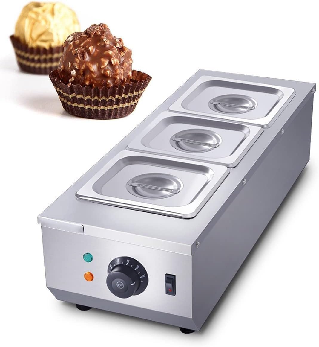 Mazoria Electric Chocolate Melter with Temperature Control | Chocolate Melting Pot Warmer for Melting Chocolate, Cheese, cream etc for homes, cafes, bakeries, and restaurants. (2 POT)
