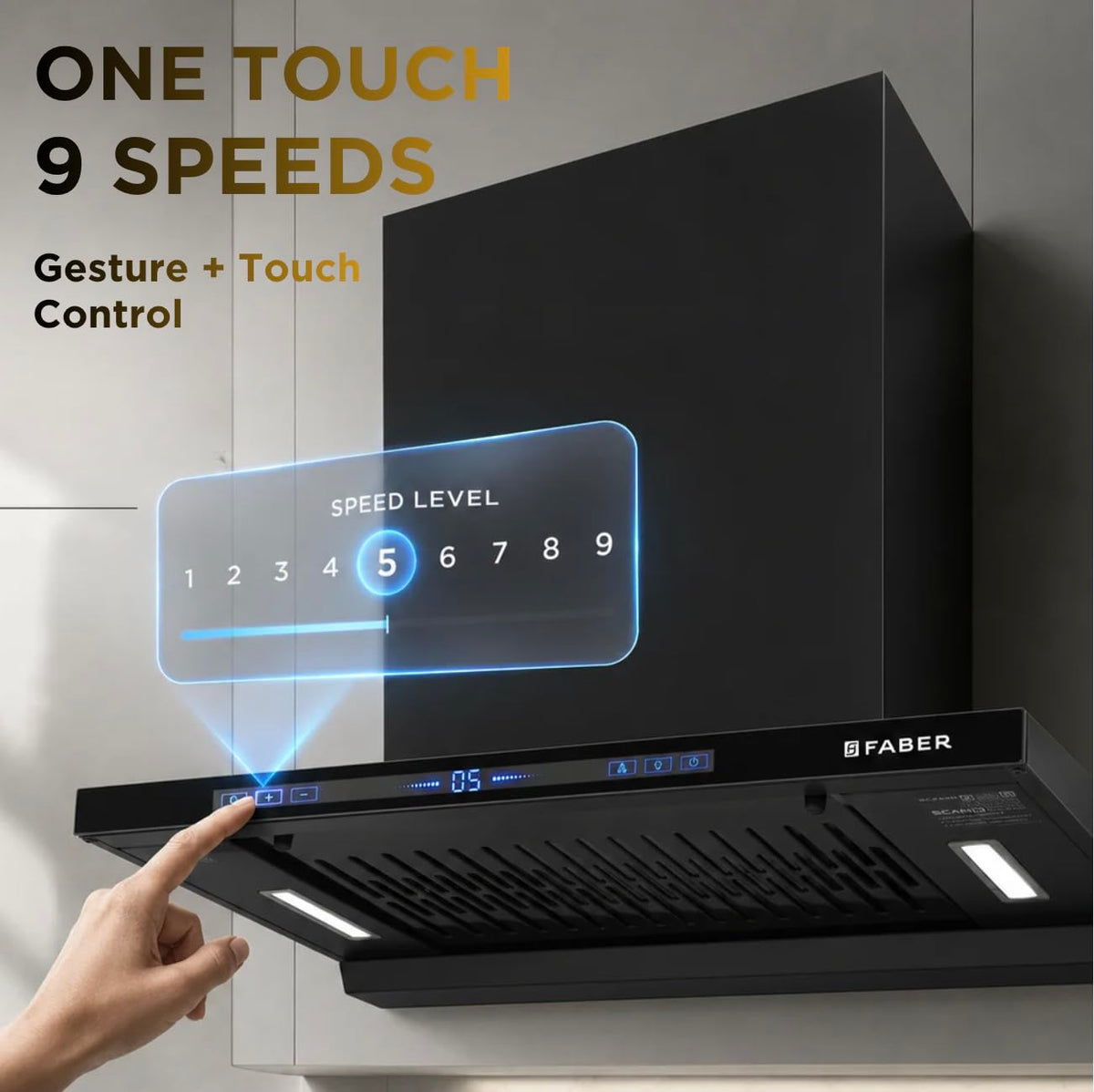 Faber SLIMX 60cm 1500m³/hr BLDC Autoclean Filterless T-Shape Chimney||Built In Oil Collector|Touch & Gesture Control|12Y