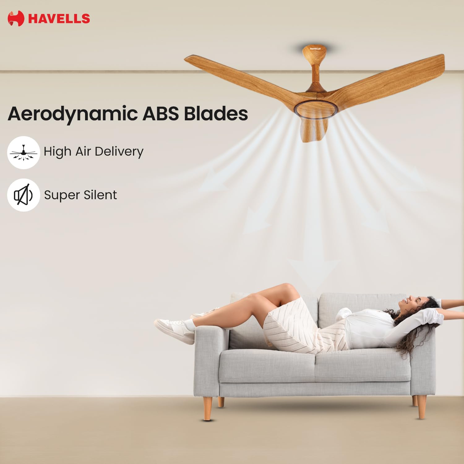 Havells Stealth Air BLDC Wood 1200mm Premium Ceiling Fan with 100% Pure Copper|5 Star Rating |Remote Controlled |Watt: 40|Air Flow: 245 cmm|Speed: 280 RPM|Free Installation|2 Year Warranty (Pinewood)
