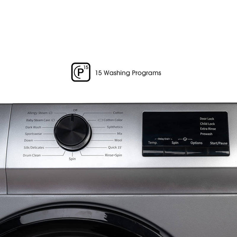 Hisense 7.0 Kg Fully-Automatic Front Loading Washing Machine (WFVB7012MS, Silver, Steam Wash, Built in Heater), Silver-5