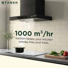 Faber 60 cm 1000 m³/hr T-Shape Kitchen Chimney | Baffle Filter | Touch Control || 12 Years warranty on Motor|| Motor- 25