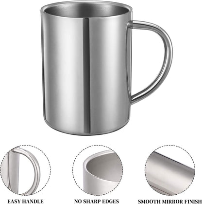 Rudra Exports Stainless Steel Double Wall Coffee Mug 500 ml Coffee Mug Tea Cups, Camping Mugs Sets (Pack of 4)
