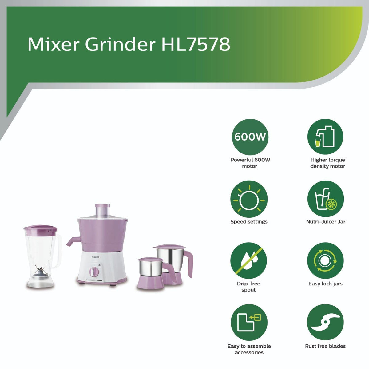 Philips Juicer Mixer Grinder HL7581/00