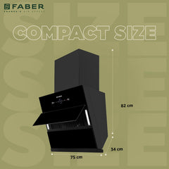 Faber Maple 75cm 1500m³/hr BLDC Autoclean Slant Chimney| 9 Speed Silent Hood| Energy Efficient| Touch&Gesture Control |1