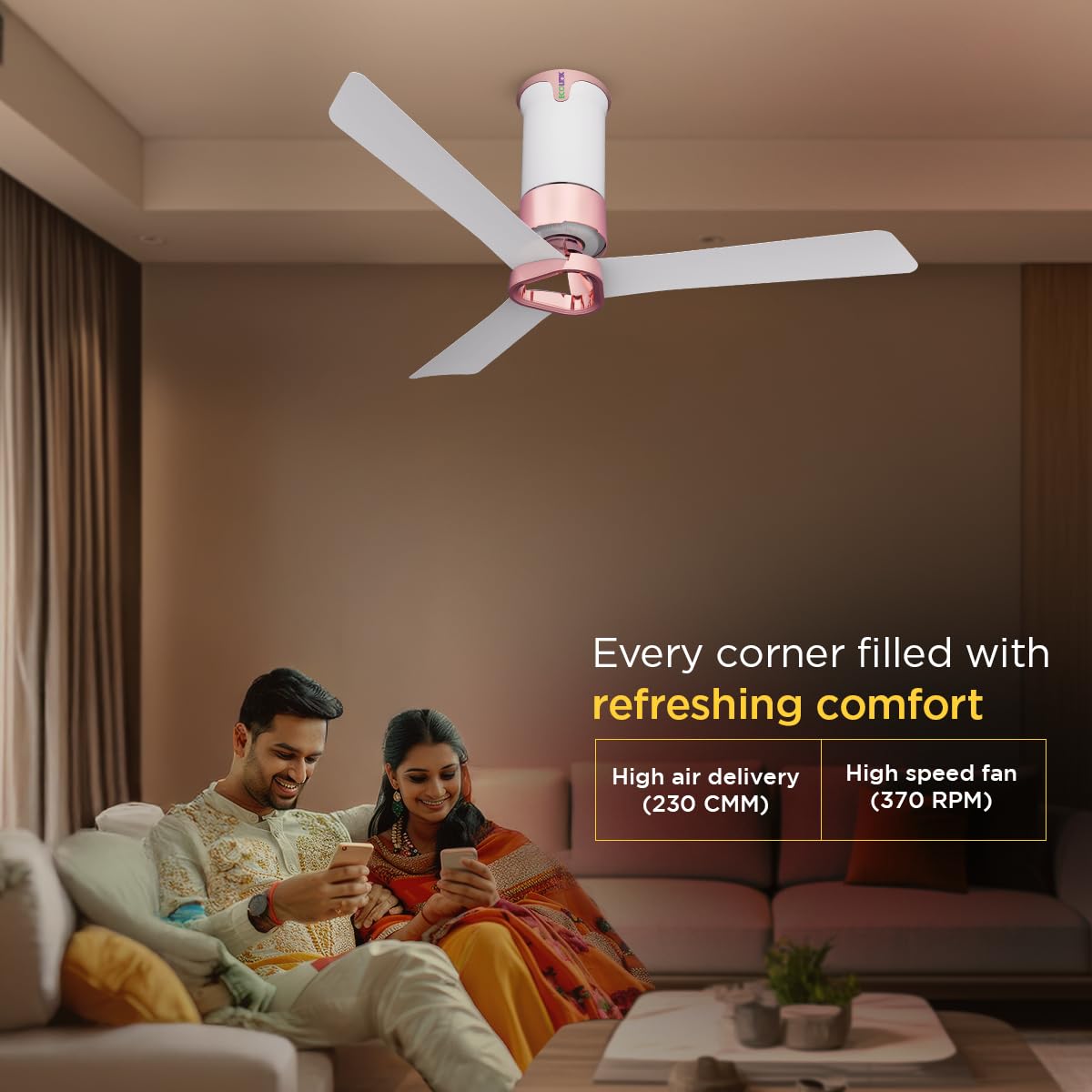 EcoLink AiroElevate 1200 mm Ceiling Fan (Silk White)-5