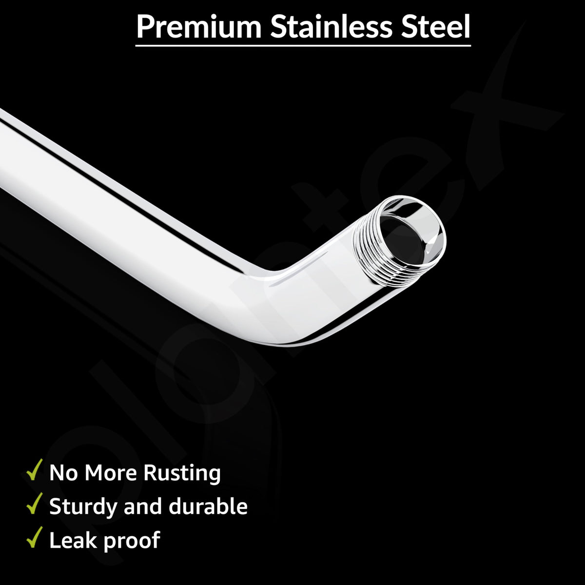 Plantex 11-Inch Round Bend Shower Arm for Overhead Shower/Stainless Steel Shower Pipe/Wall Mount Bathroom Fitting with 1⁄2-Inch Thread - Pack of 1 (Chrome)-2