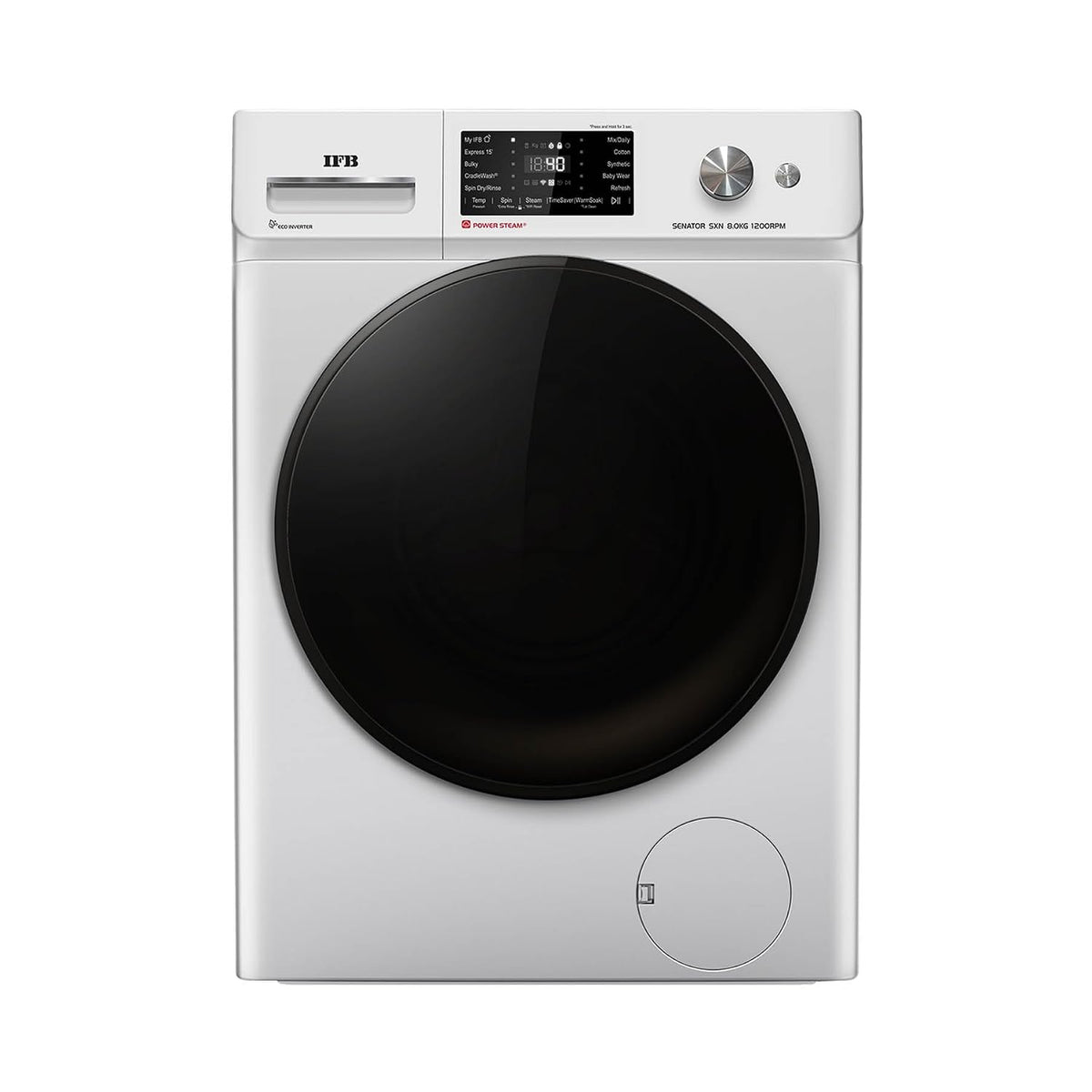 IFB 8 Kg 5 Star Powered by AI with 9 Swirl Wash, Fully Automatic Front Load Washing Machine (Senator SXN 8012K,Steam Ref
