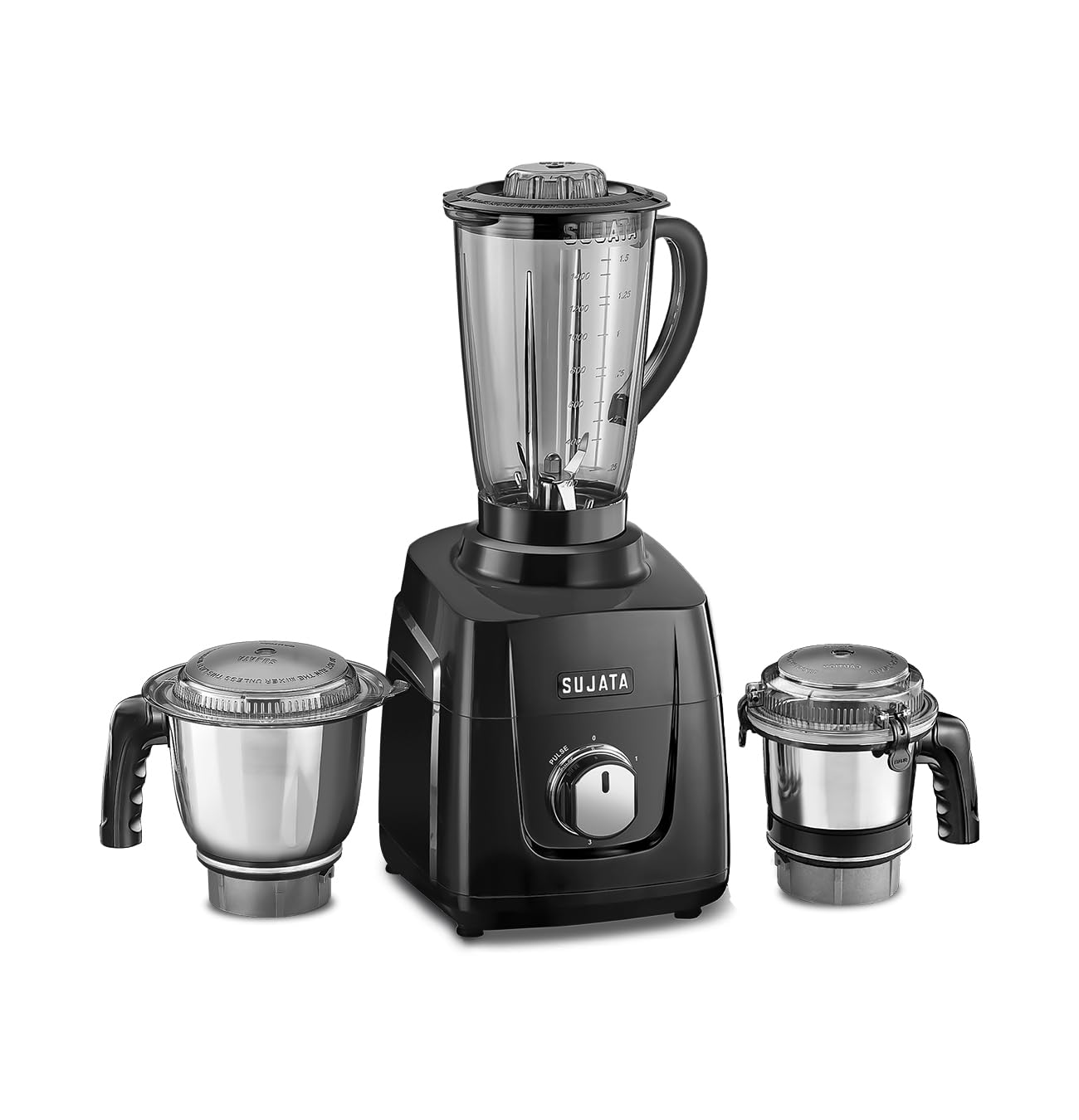 Sujata MG01 mixer grinder, black, with 3 jars