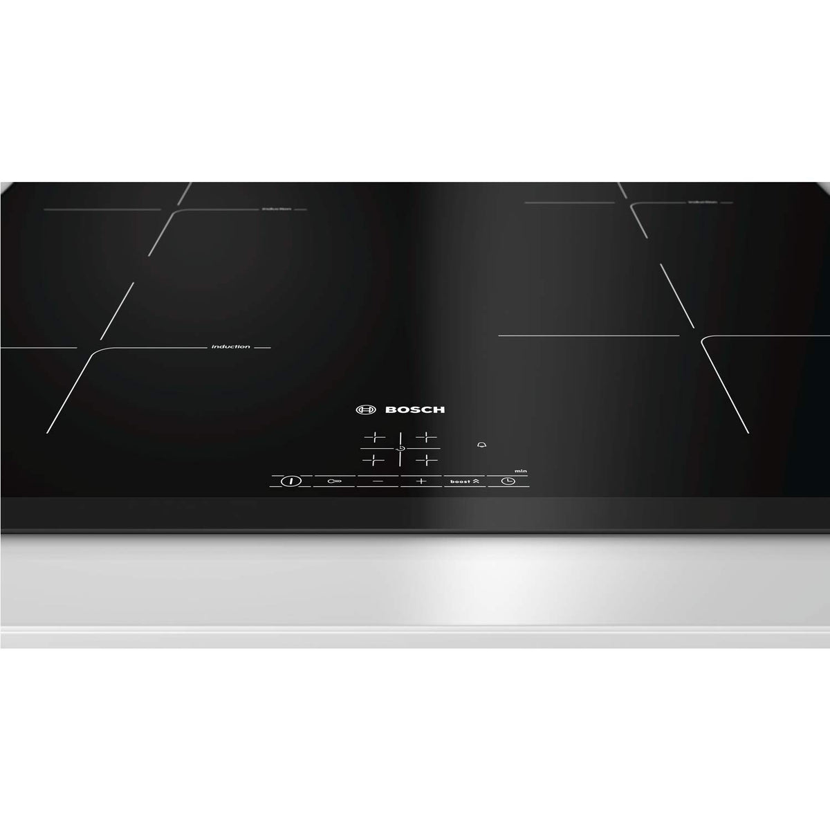 Bosch Pie651Bb1E,60Cm 4 Zone Ind Glass Ceramic Hob, Black