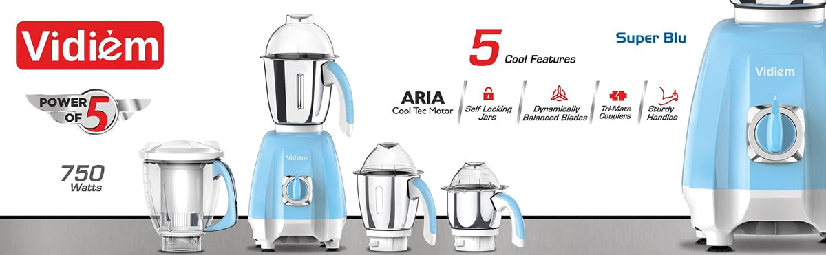 Vidiem Super Mixer Grinder (Blue 750W)