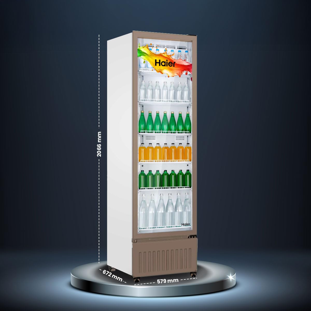 Haier HVC 505 GT5, 5 Star, Touch LED Visi Cooler Glass Door, Adjustable Shelves, Single Door Commercial Refrigerator (440 L, White)