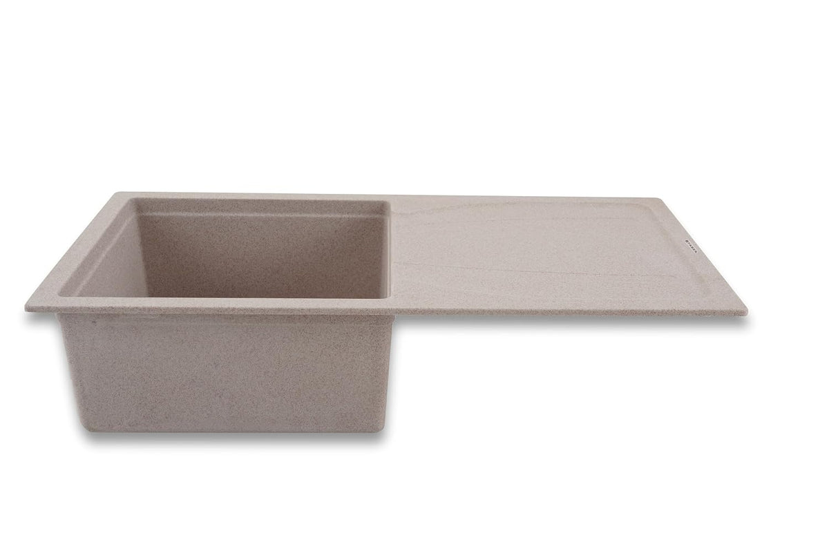 Faber Verona Ingranite34"X17"Single Bowl Sink with Drainboard|Includes Plumbing Waste Kit|25 Years Warranty|Silent,Scrat