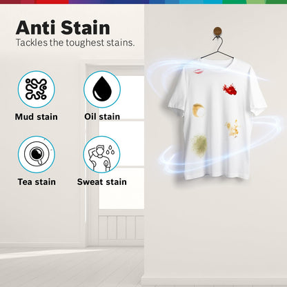 Bosch 7 kg, 5 Star, AI active water+, Anti-Wrinkle, Anti-Tangle, Anti Bacteria Steam, Fully-Automatic Front Loading Washing Machine (WAJ24266IN, In-Built Heater, Silver)