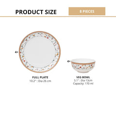 Clay Craft Fine Ceramic Eco Dinner Set, Enchanting Gold, for Family of 4, Dinner Set Ceramic, Crockery Set, Dining Set for Dinner, Crockery Set for Gift, Kitchen Set (ECO1, 8 Pieces)