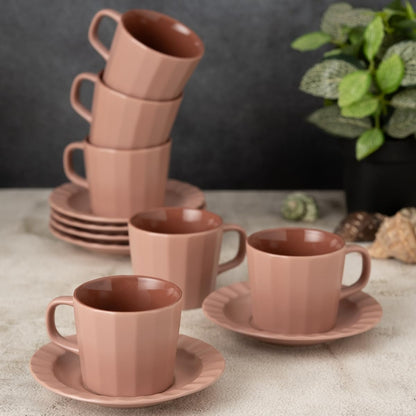 Clay Craft Fine Ceramic Armada Lilac Cups & Saucer, Set of 12, Cups for Tea & Coffee, Gift Set, Elegant Design for Home and Kitchen and Can Be Gifted to Your Loved Ones On Any Occassions