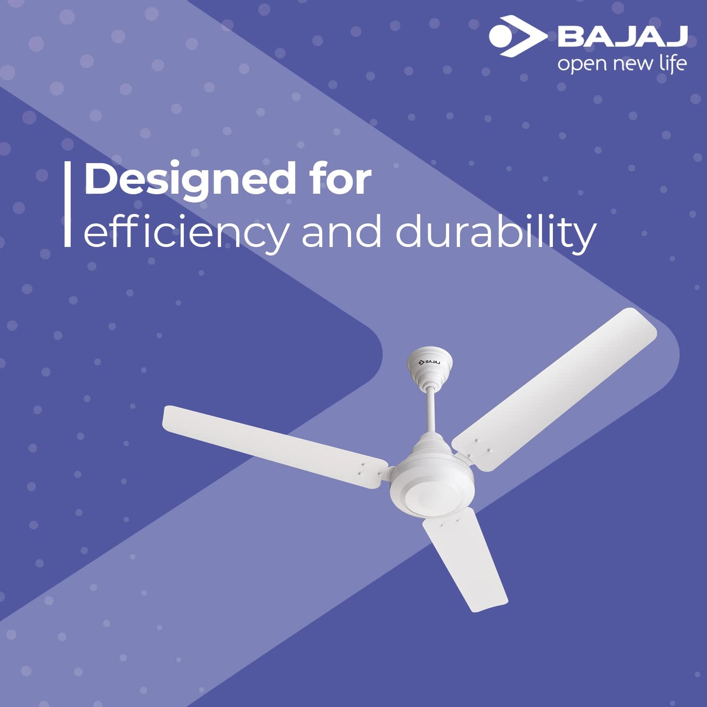 Bajaj Energos 26 1200MM (48 Inch) BLDC Ceiling Fan With Remote | BEE 5 Stars Rated | Energy Efficient Ceiling Fan For Home 【Glossy White】