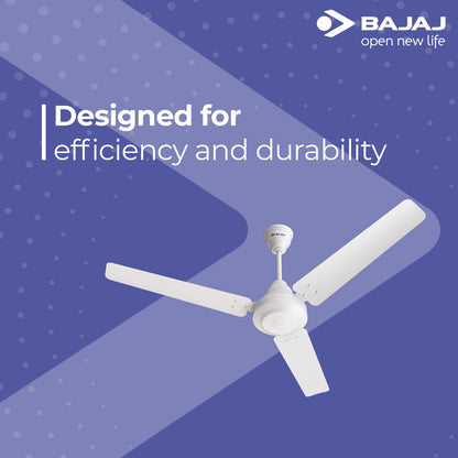Bajaj Energos 26 1200MM (48 Inch) BLDC Ceiling Fan With Remote | BEE 5 Stars Rated | Energy Efficient Ceiling Fan For Home 【Glossy White】