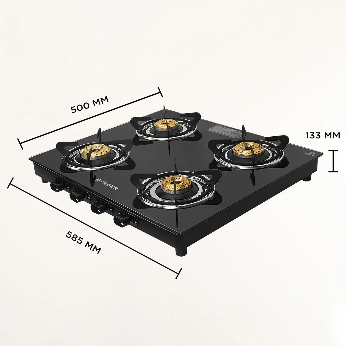 Faber 4 Burner Daisy Pro Cooktop | Free Hose Pipe & Piezo Lighter | Black Glass Top | Powder Coated Pan Support | Manual