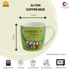 Clay Craft - Happiness is Ceramic Coffee Mugs Alton, Set of 4, 240ml Director Hilton 389 Bone China Coffee Mug Set,Set of 6, Multicolour -(Size:220ml/6.6cm)- (CM-Director-Hilton-389)