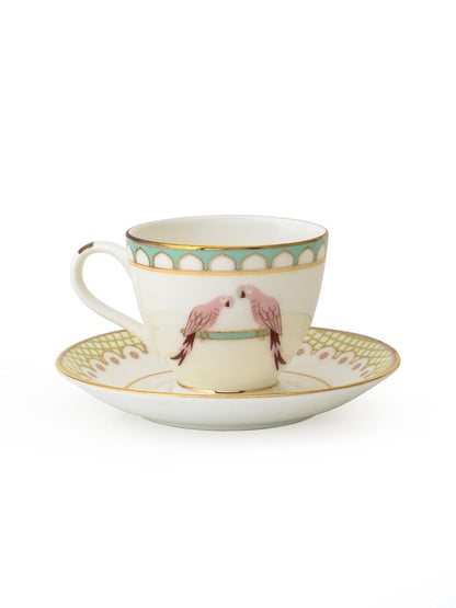 Clay Craft Fine Ceramic Cup & Saucer Set of 12-6 Cups & 6 Saucers - 180 ml Each (King Velvet RV905)