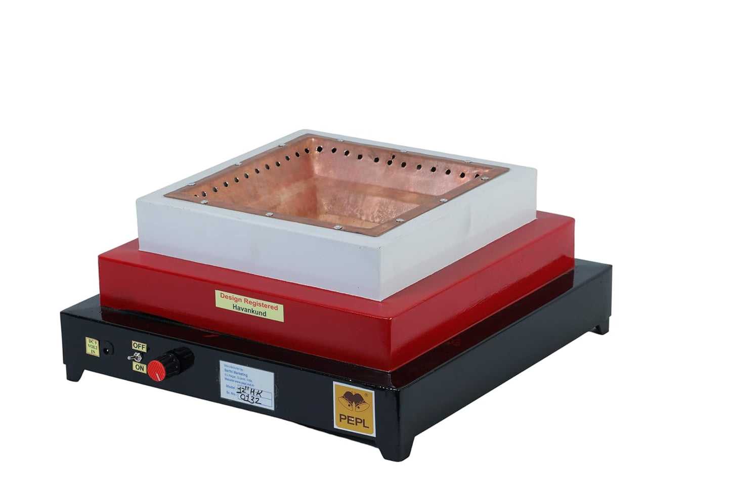 PEPL Mild Steel Smokeless 17" Diagonal Eco Friendly Pollution Free Havan Kund - Large , 17 Inch, Mild steel